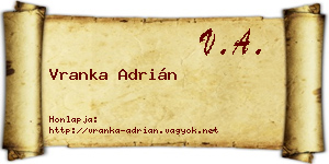 Vranka Adrián névjegykártya